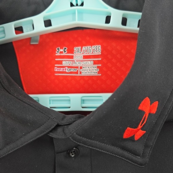 Under Armor Black and Orange Men's Heat Gear‎ Polyester Athletic Shirt Size 2XL - Picture 3 of 9